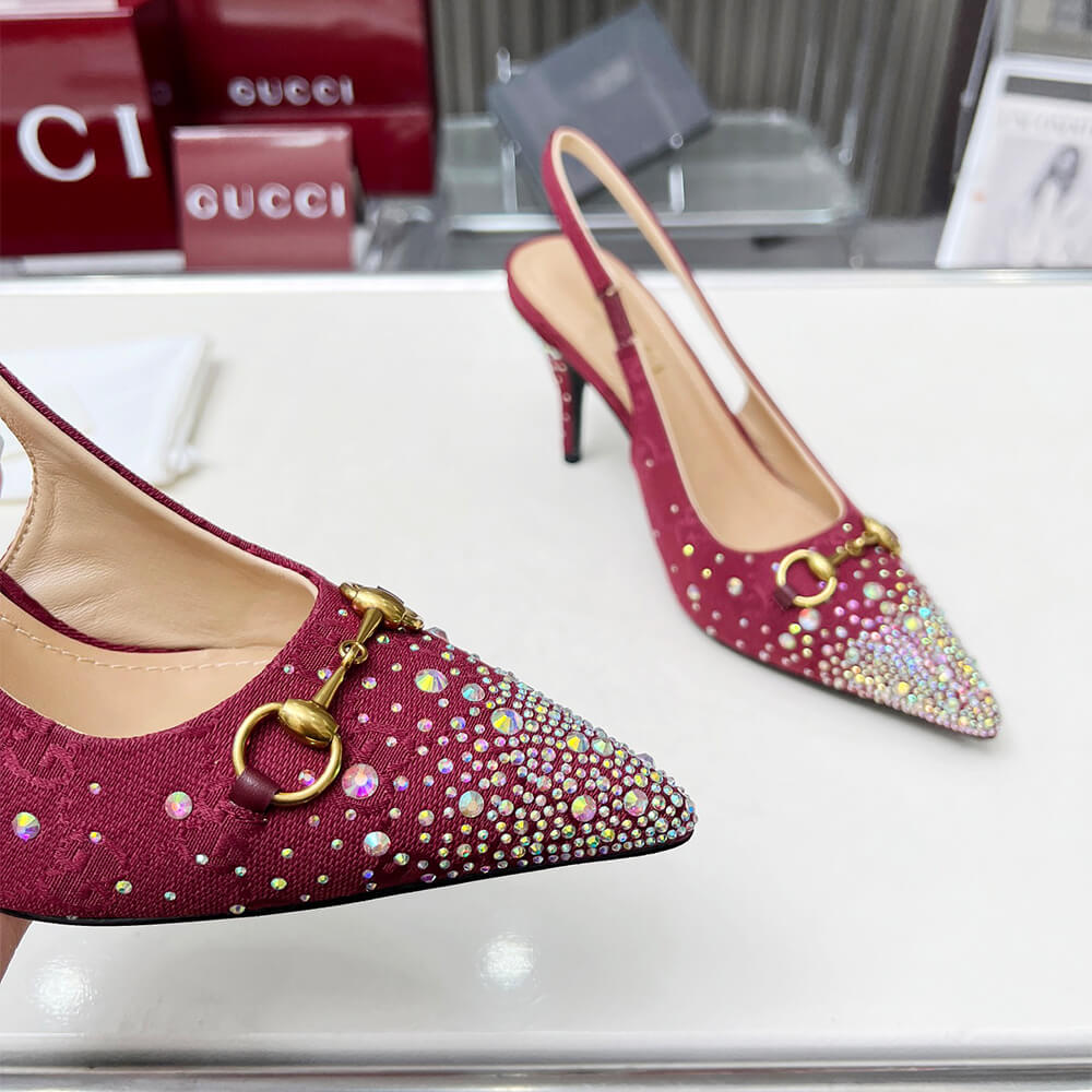 Gucci Women s slingback pump with crystal Horsebit - Top Club