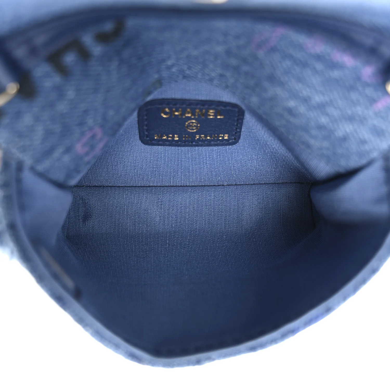 Denim Quilted Denim Mood Clutch With Chain Blue Multicolor - Top Club