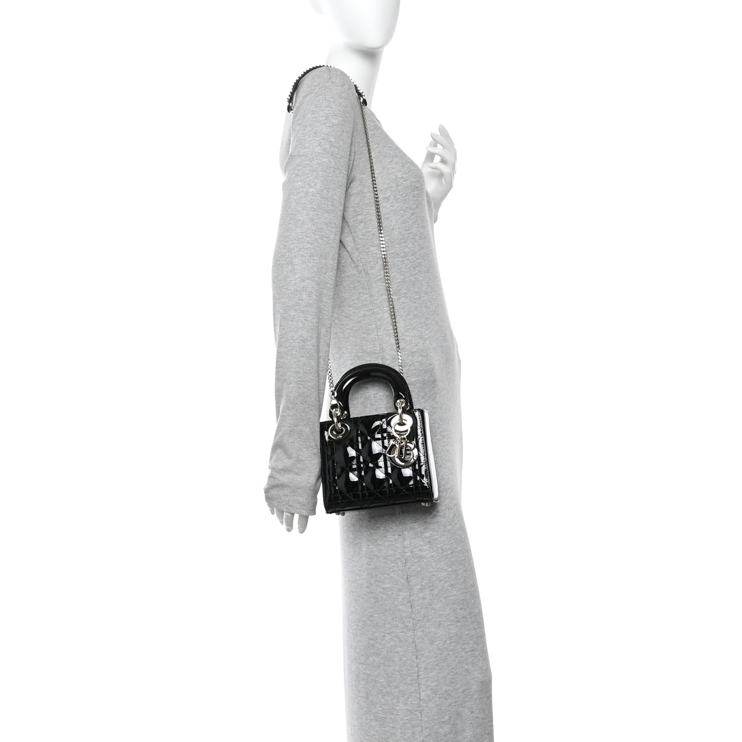 Patent Cannage Mini Lady Dior Black