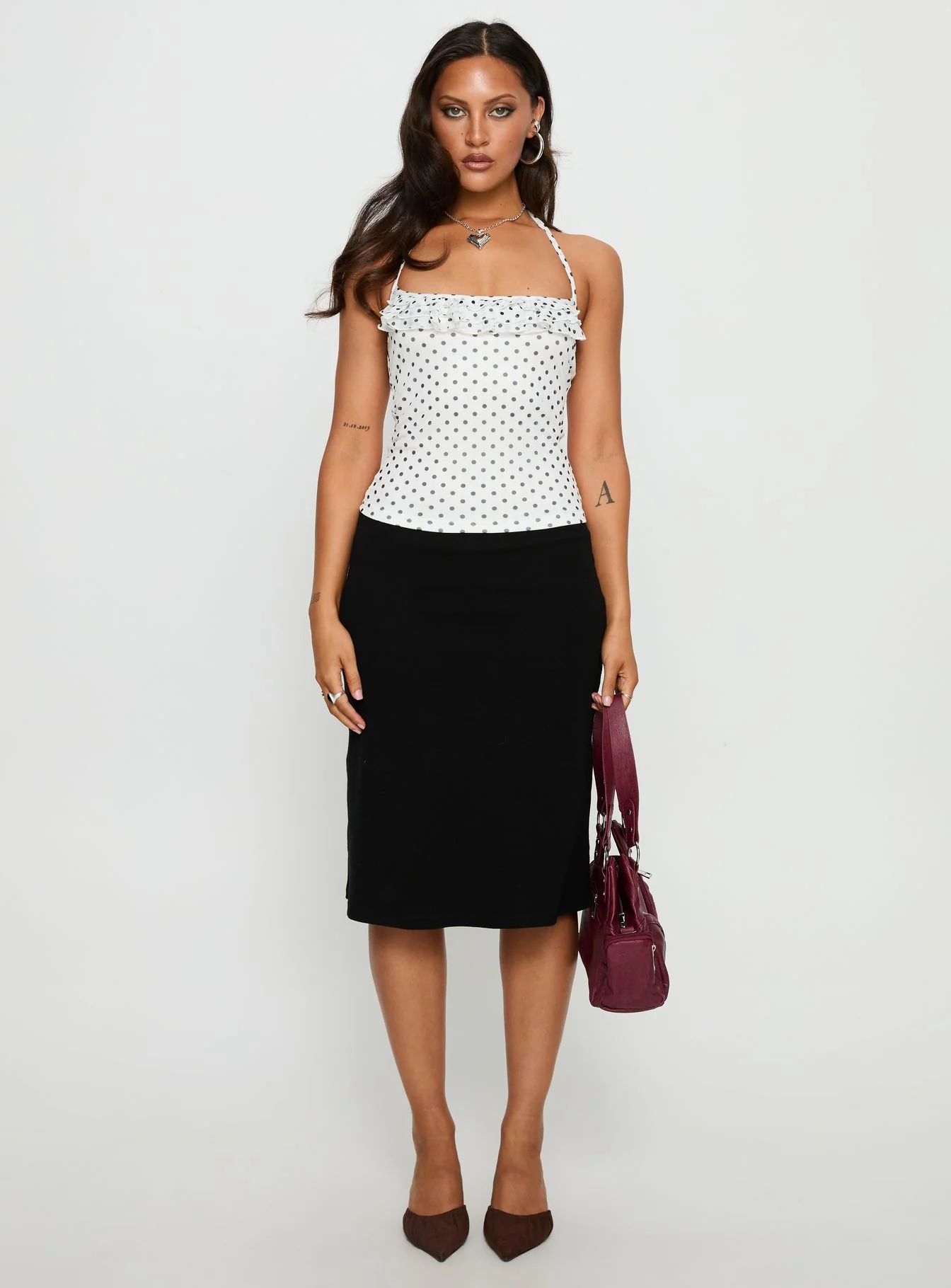 Days Of Summer Ruffle Top White Polka Dot