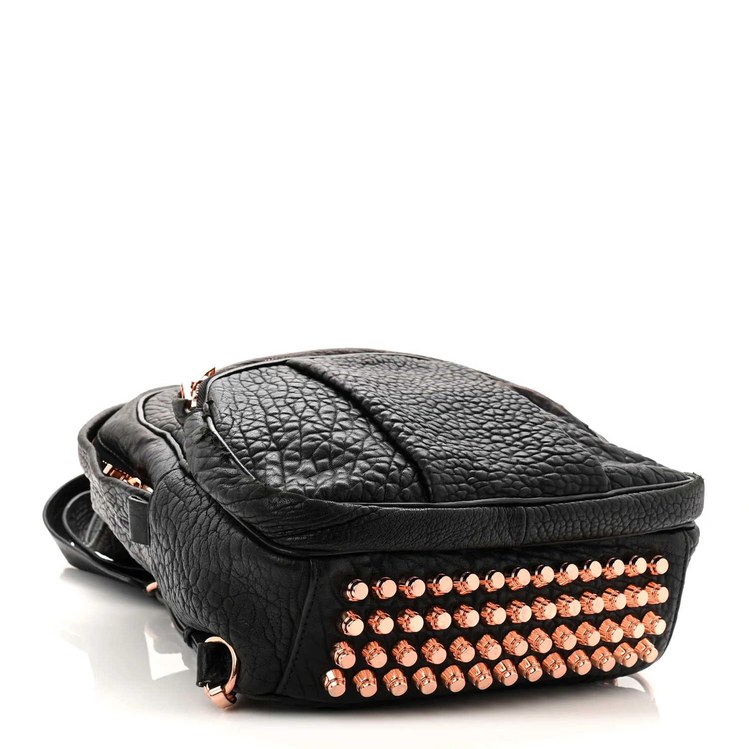 Pebbled Lambskin Dumbo Backpack Black Rose Gold Hardware - Top Club
