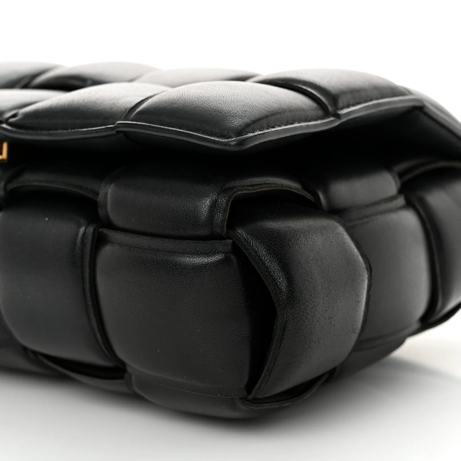 Nappa Maxi Intreccio Padded Cassette Crossbody Bag Black - Top Club