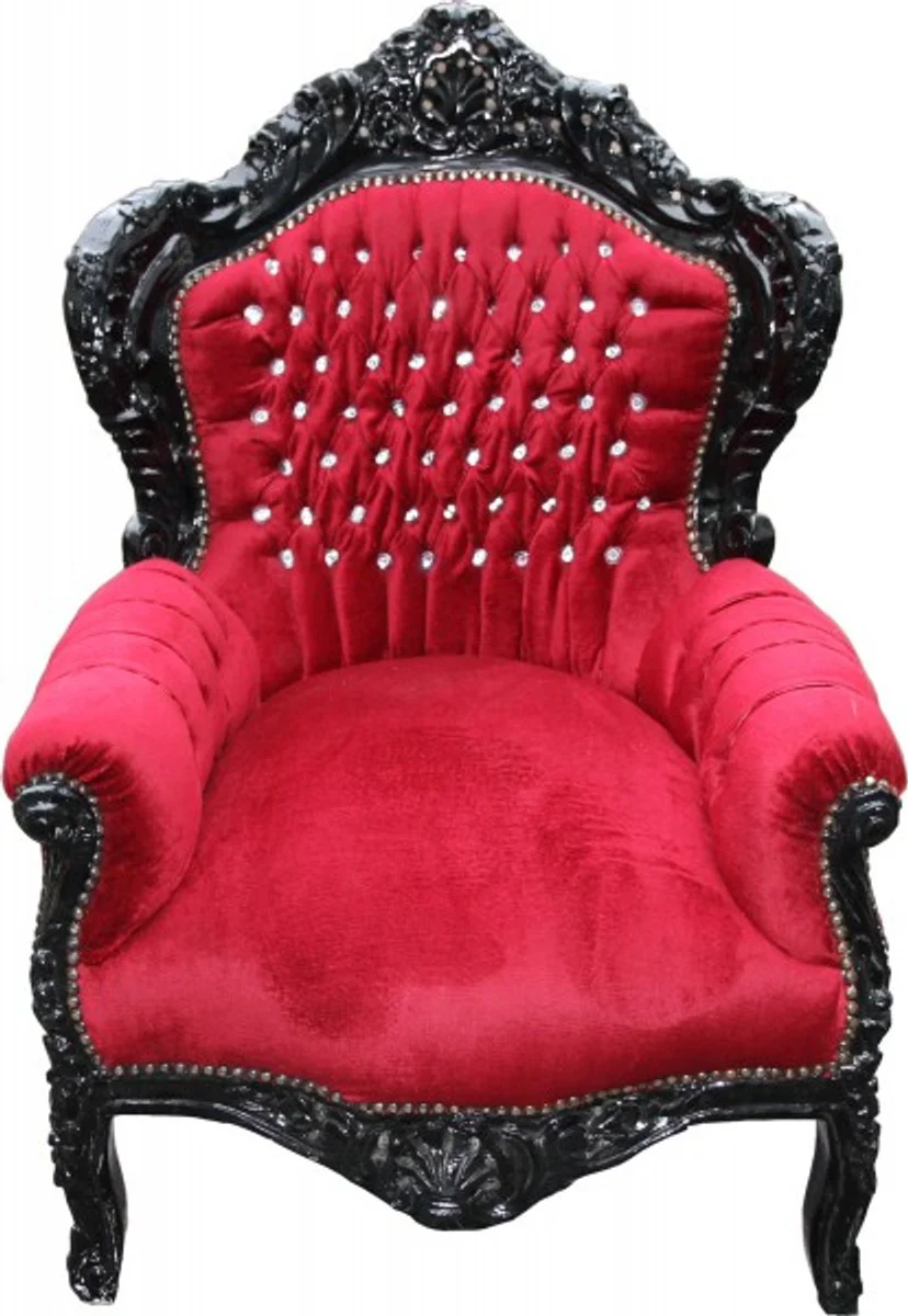 Baroque armchair King Bordeaux/Black with Bling Bling glitter stones