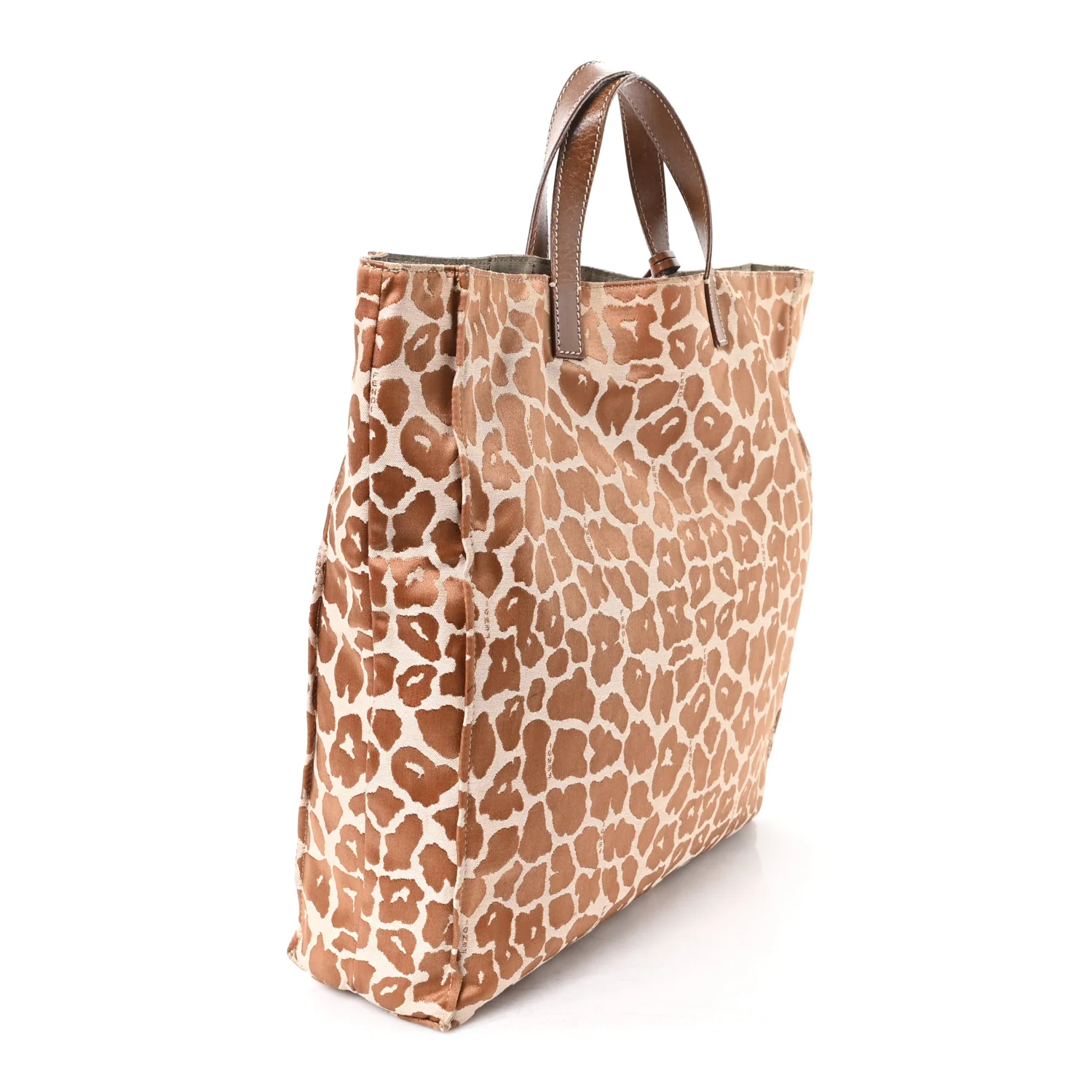 Jacquard Leopard Print Shopping Tote Brown - Top Club