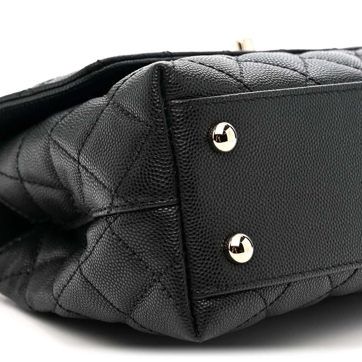 Caviar Quilted Mini Coco Handle Flap Black - Top Club