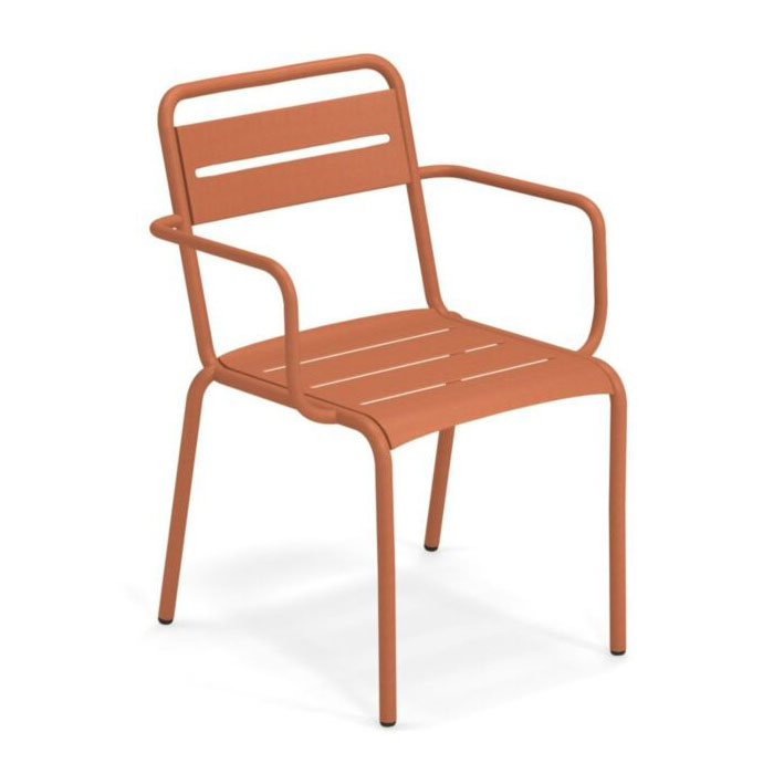 Tuinstoel Star met armleuningen maple red