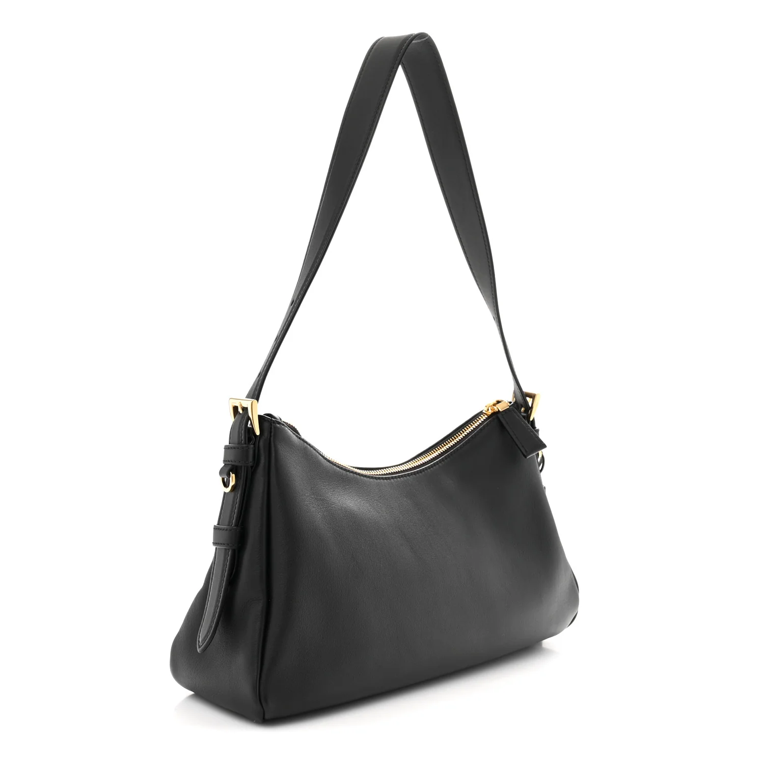 Soft Calfskin Medium Aimee Shoulder Bag Black - Top Club