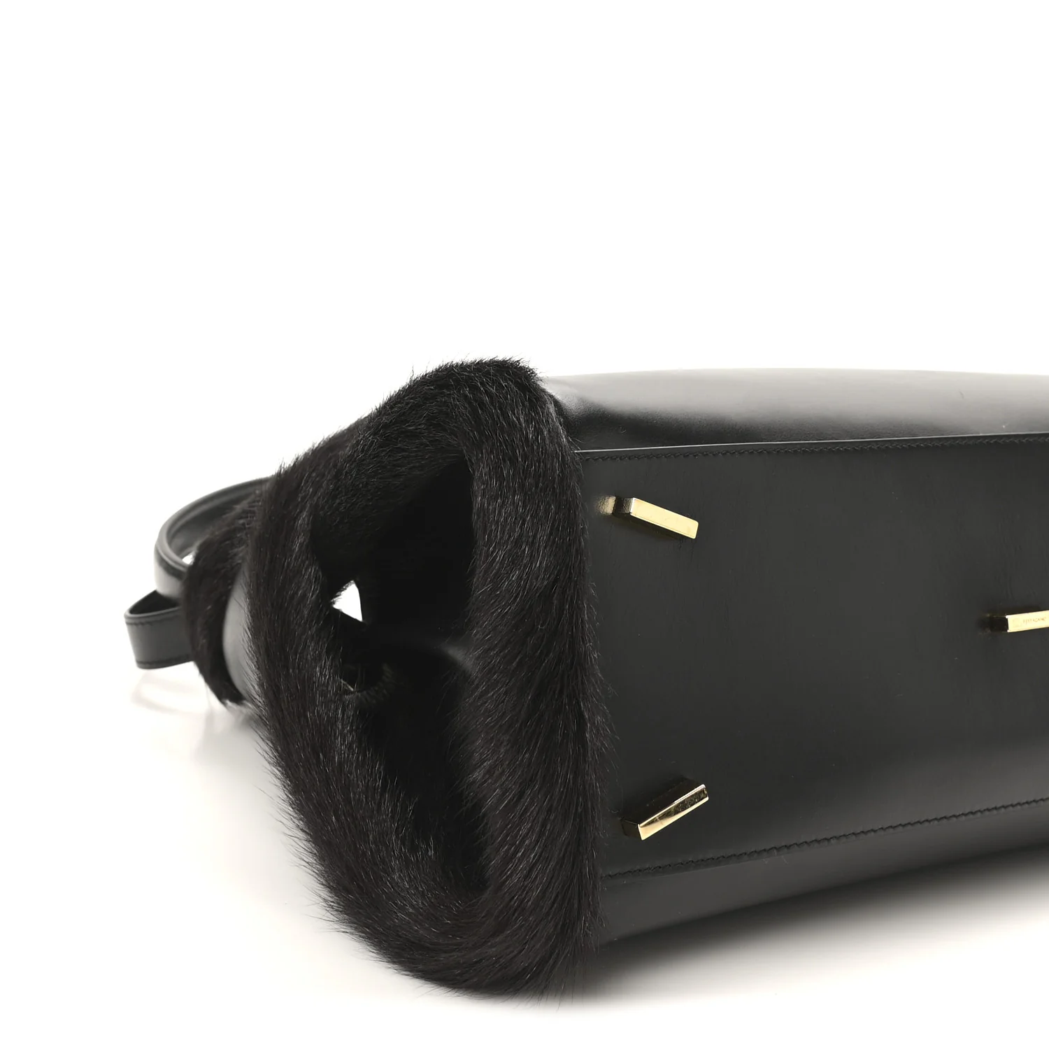 Calfskin Shearling Medium Hug Bag Black - Top Club
