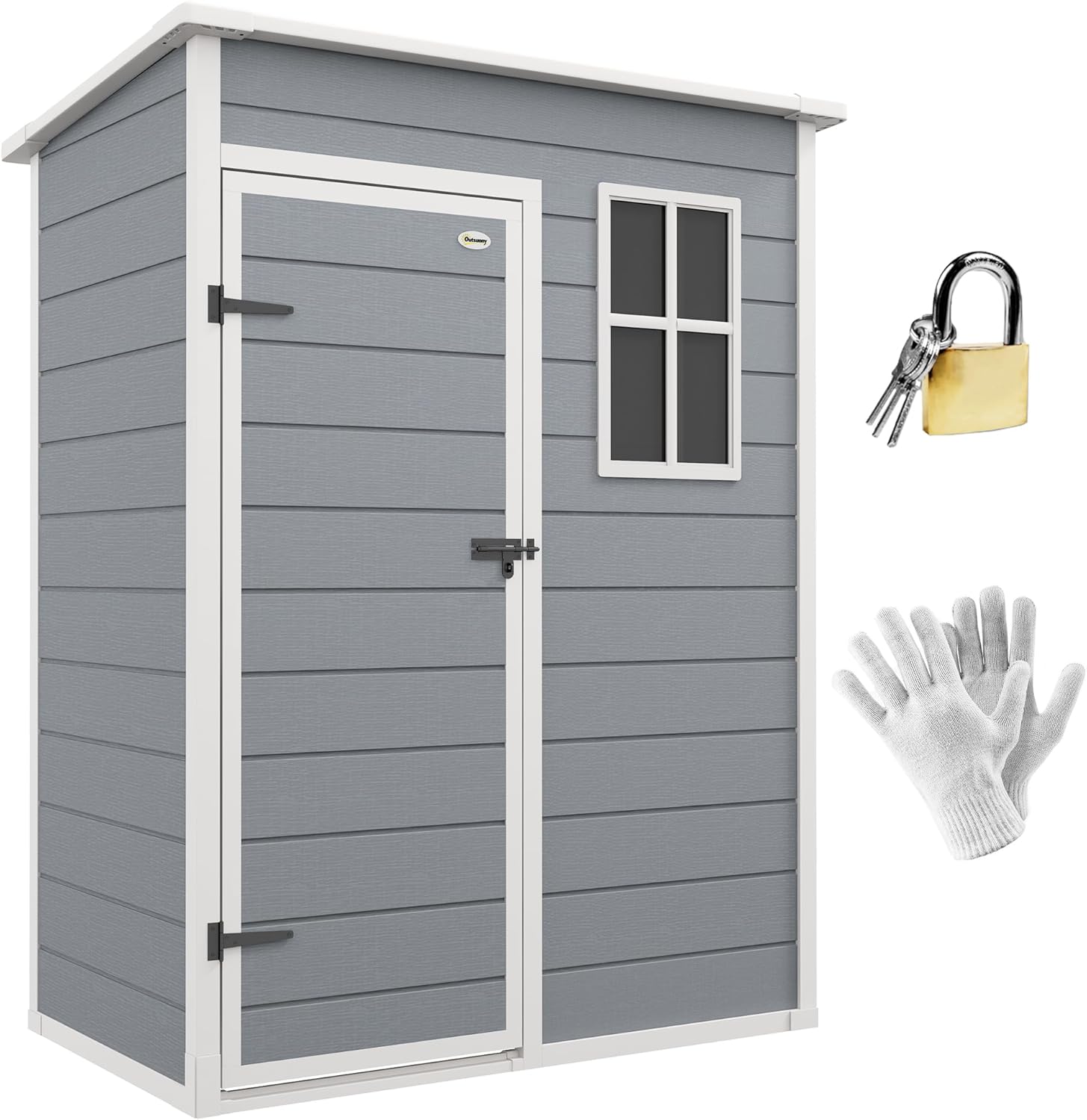 Outsunny Casetta da Giardino 1.5 x 1 m, Casetta Porta Attrezzi con Porta Bloccabile, Finestra e Presa d'Aria, Grigio