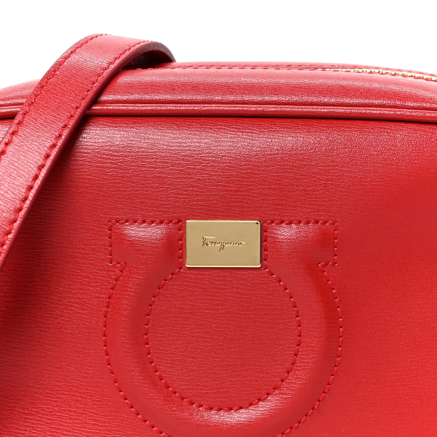 Calfskin Gancini Camera Crossbody Bag Red - Top Club