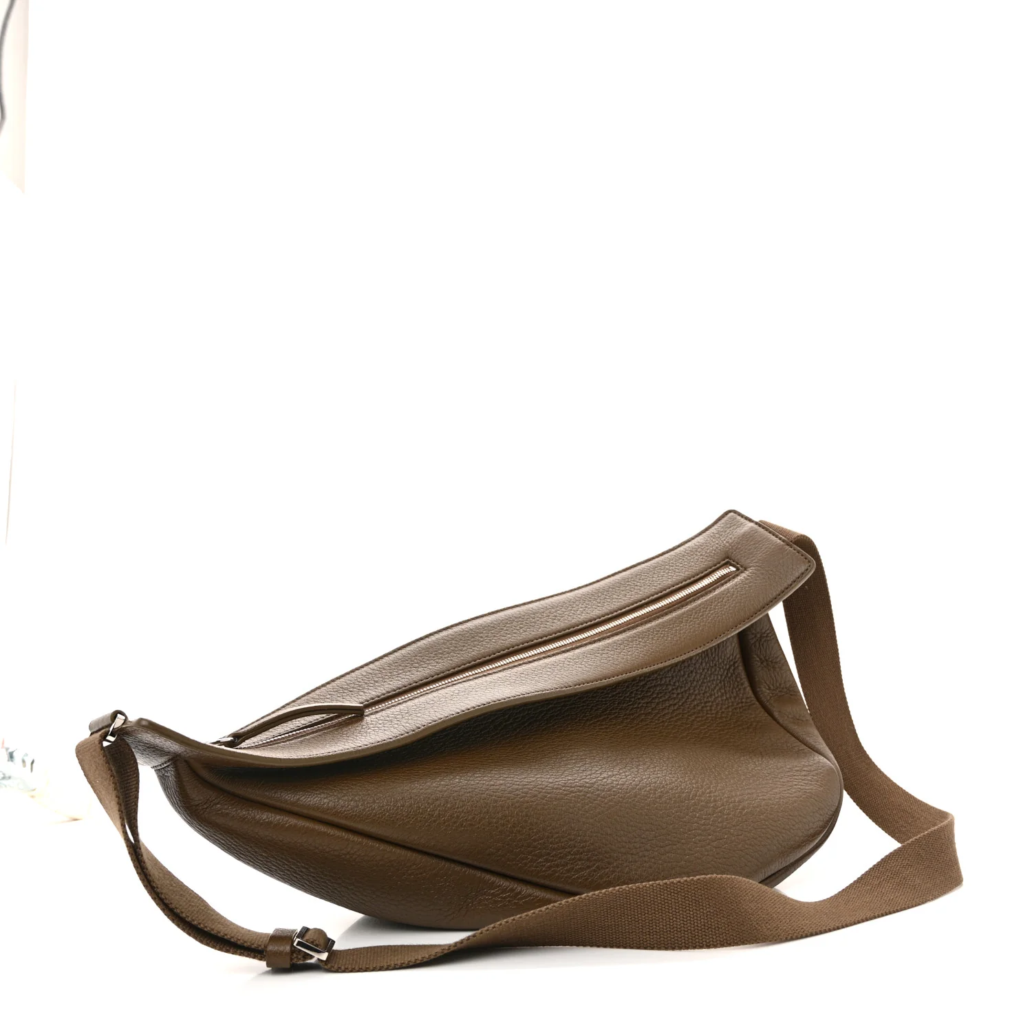 Grained Calfskin Large Slouchy Banana Bag Brunette - Top Club
