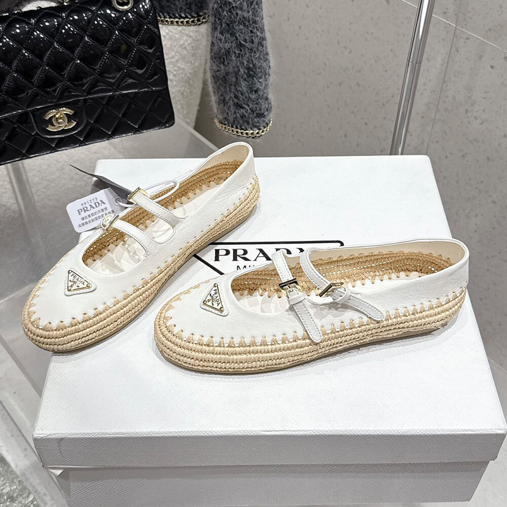 PRADA Nappa leather and raffia ballerinas - Top Club