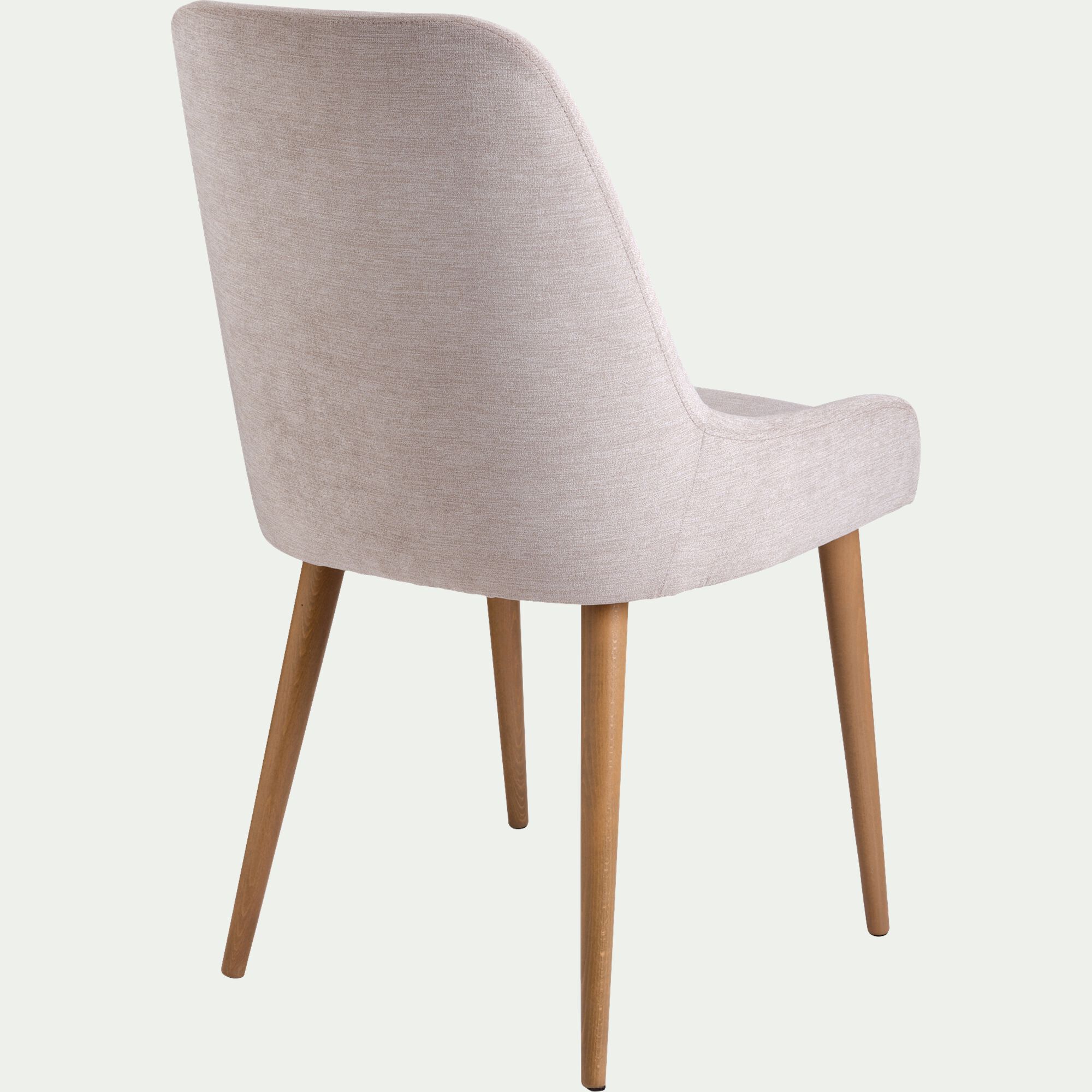 LIVNO - Chaise en tissu effet velours et piètement naturel - beige