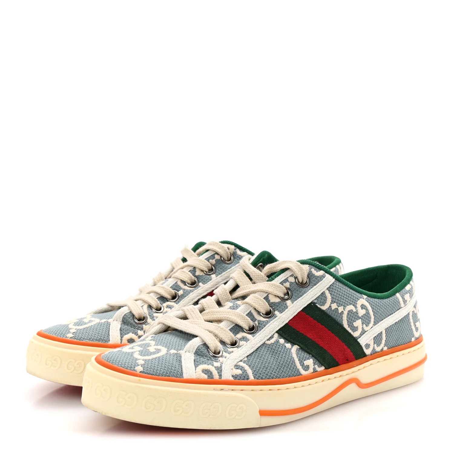 Cotton GG Monogram Web Womens 1977 Tennis Sneakers 37 Philod Ivory Mystic White - Top Club