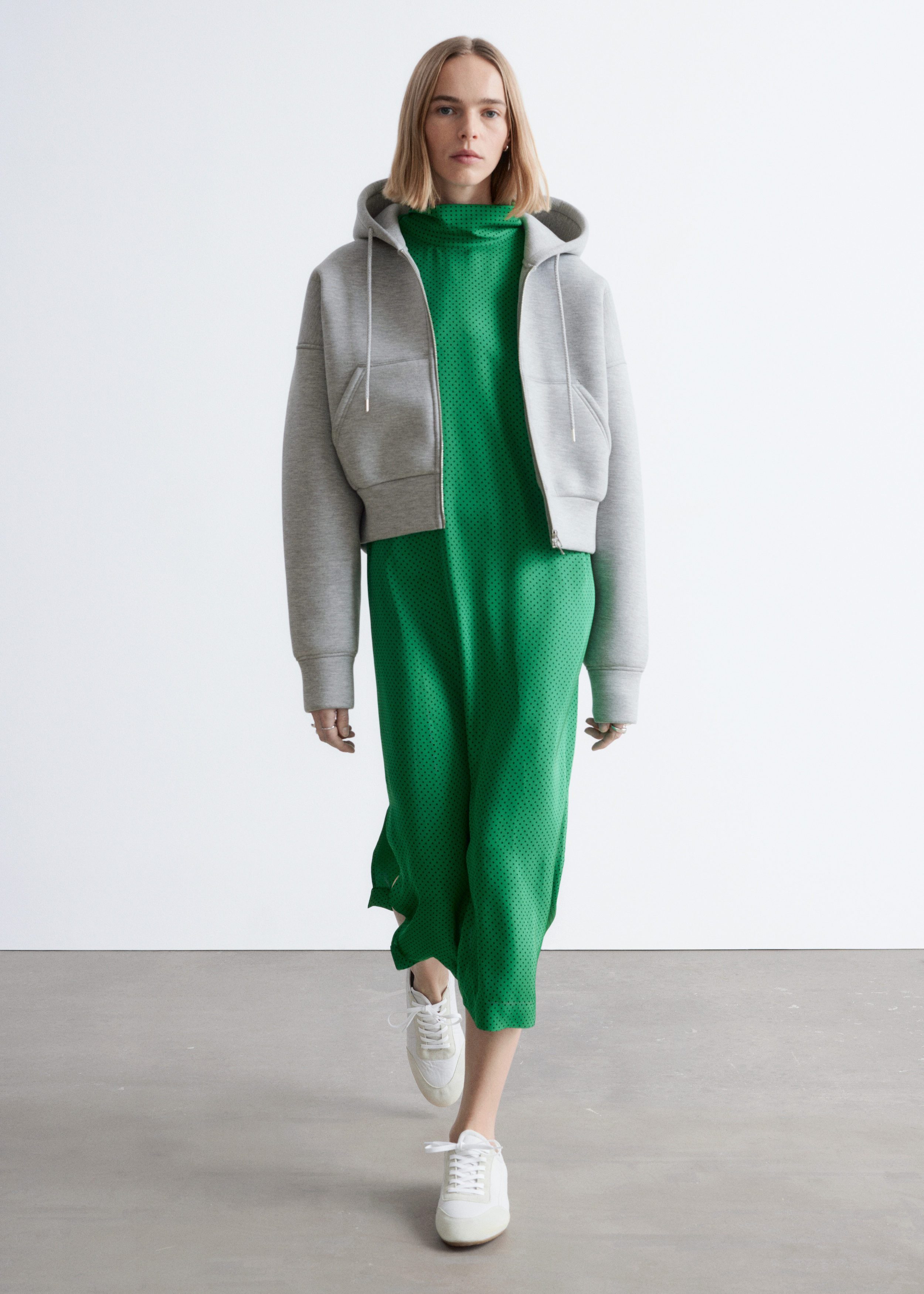 & Other Stories CROPPED SCUBA ZIP-UP HOODIE