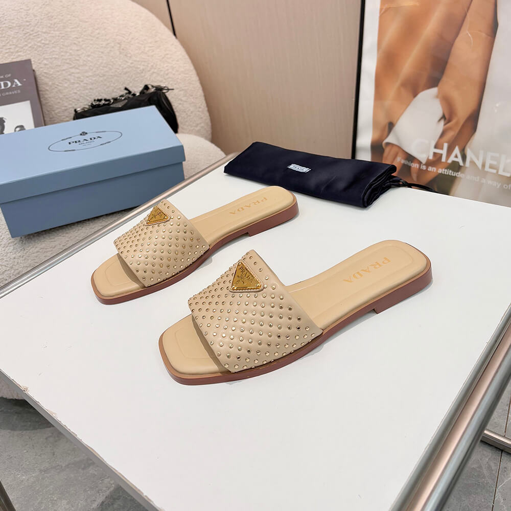 Prada Nappa leather slides with studs - Top Club