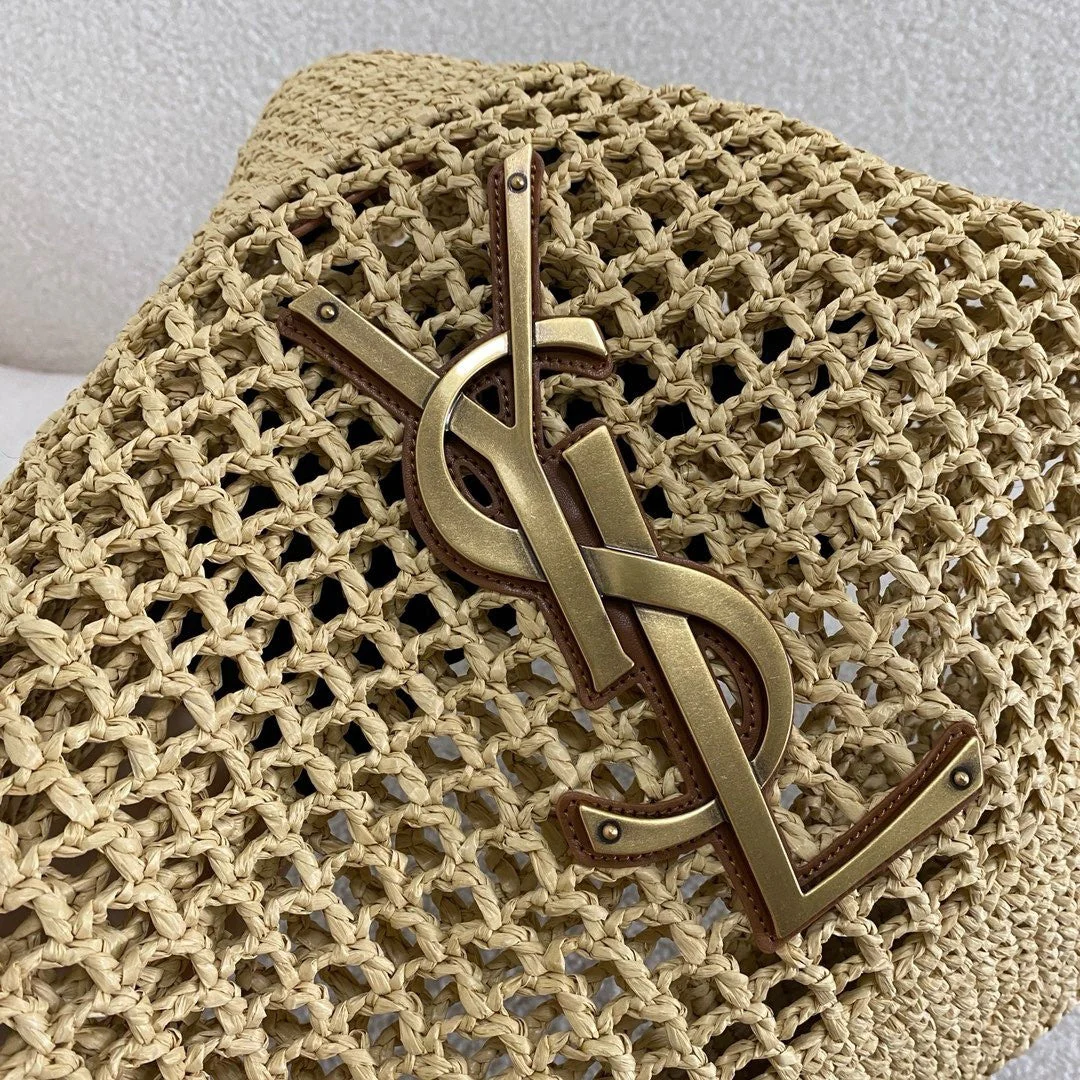 SAINT LAURENT YSL Raffia Icare Tote Bag - Top Club
