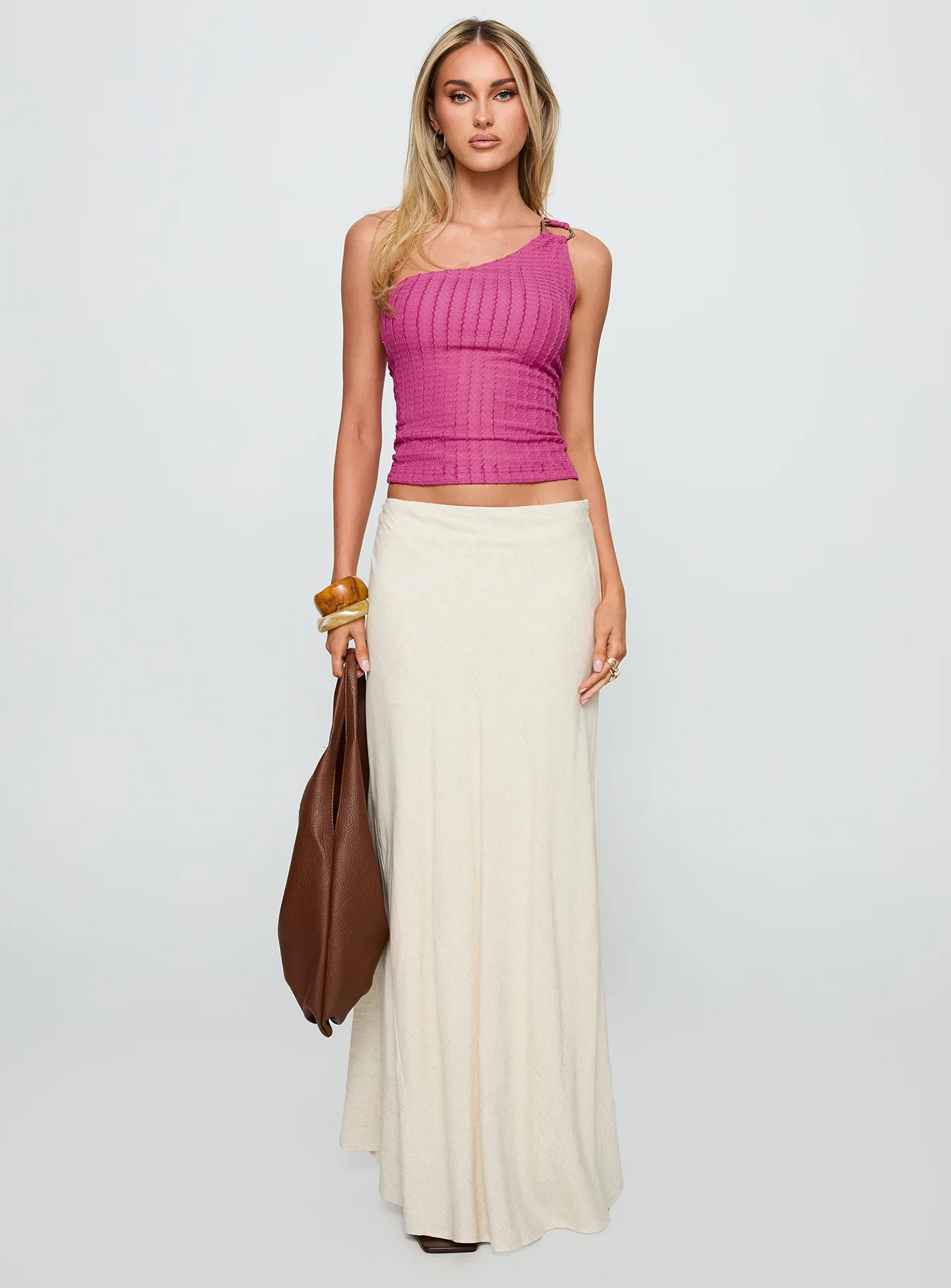 All Falls Down One Shoulder Top Pink