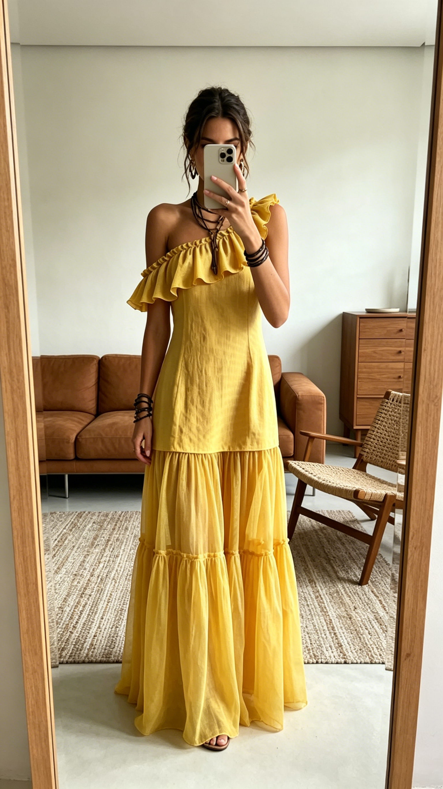 Women's Sleeveless Asymmetrical-Neck Dress with Ruffle Splicing - Nordfashionstorm - Women's Clothing, Fashion for You - Nordfashionstorm.com