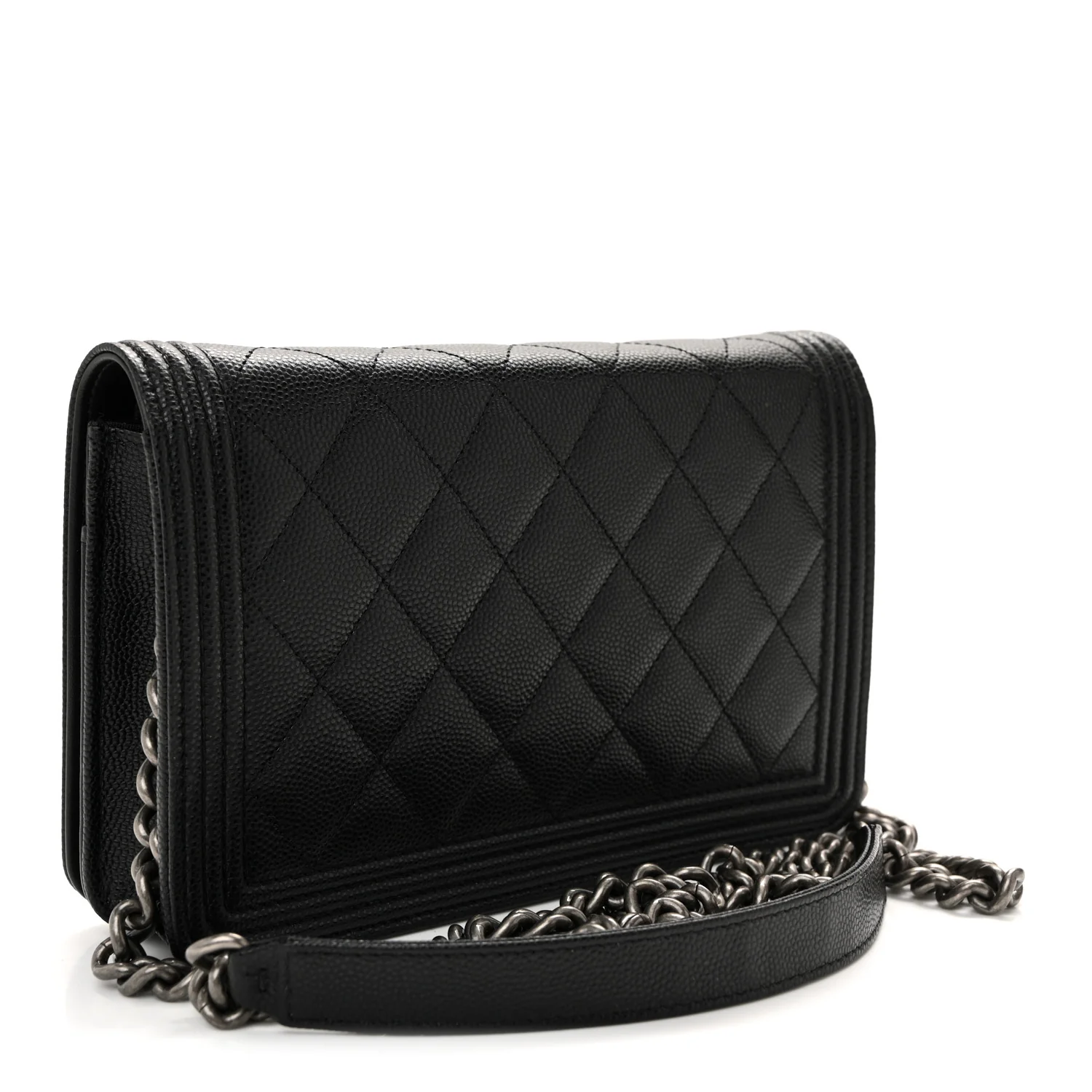 Caviar Quilted Boy Wallet On Chain WOC Black - Top Club