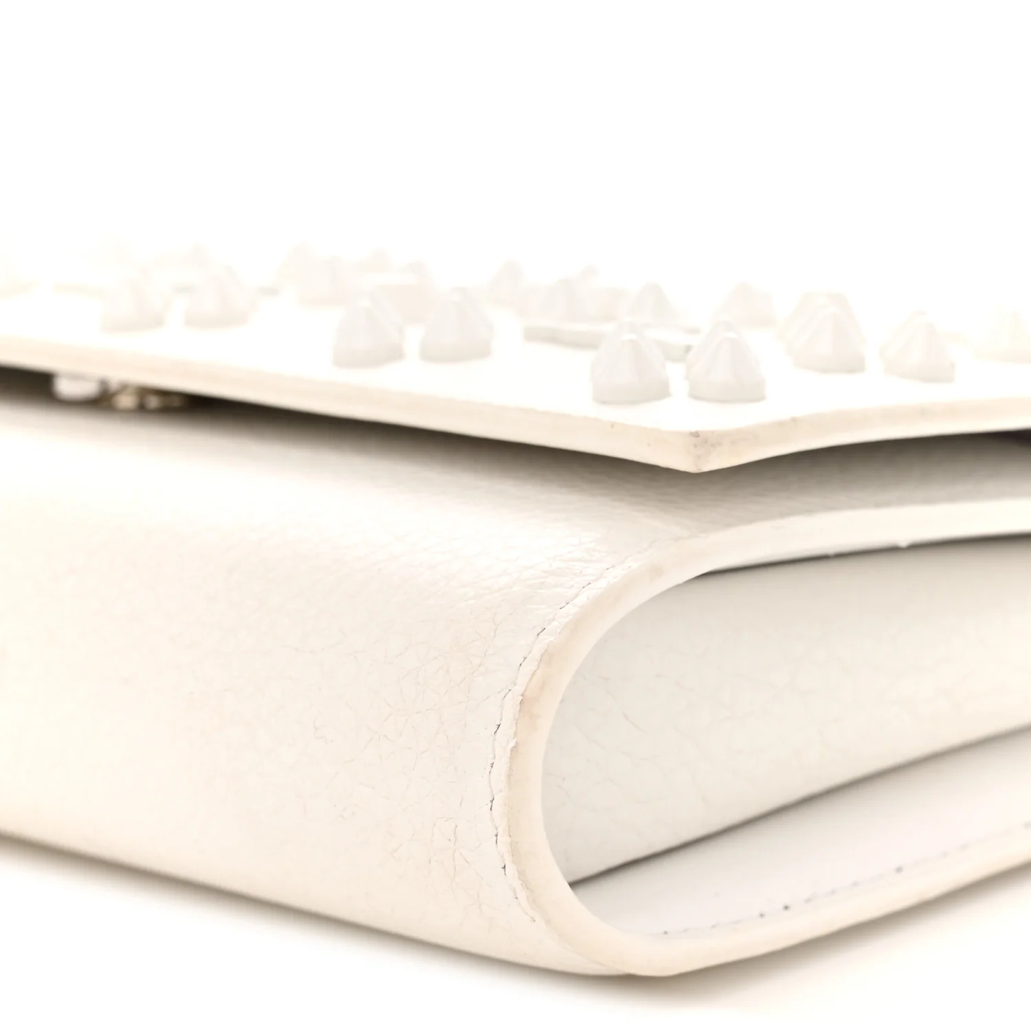 Calfskin Spikes Loubinthesky Paloma Wallet On Chain White - Top Club