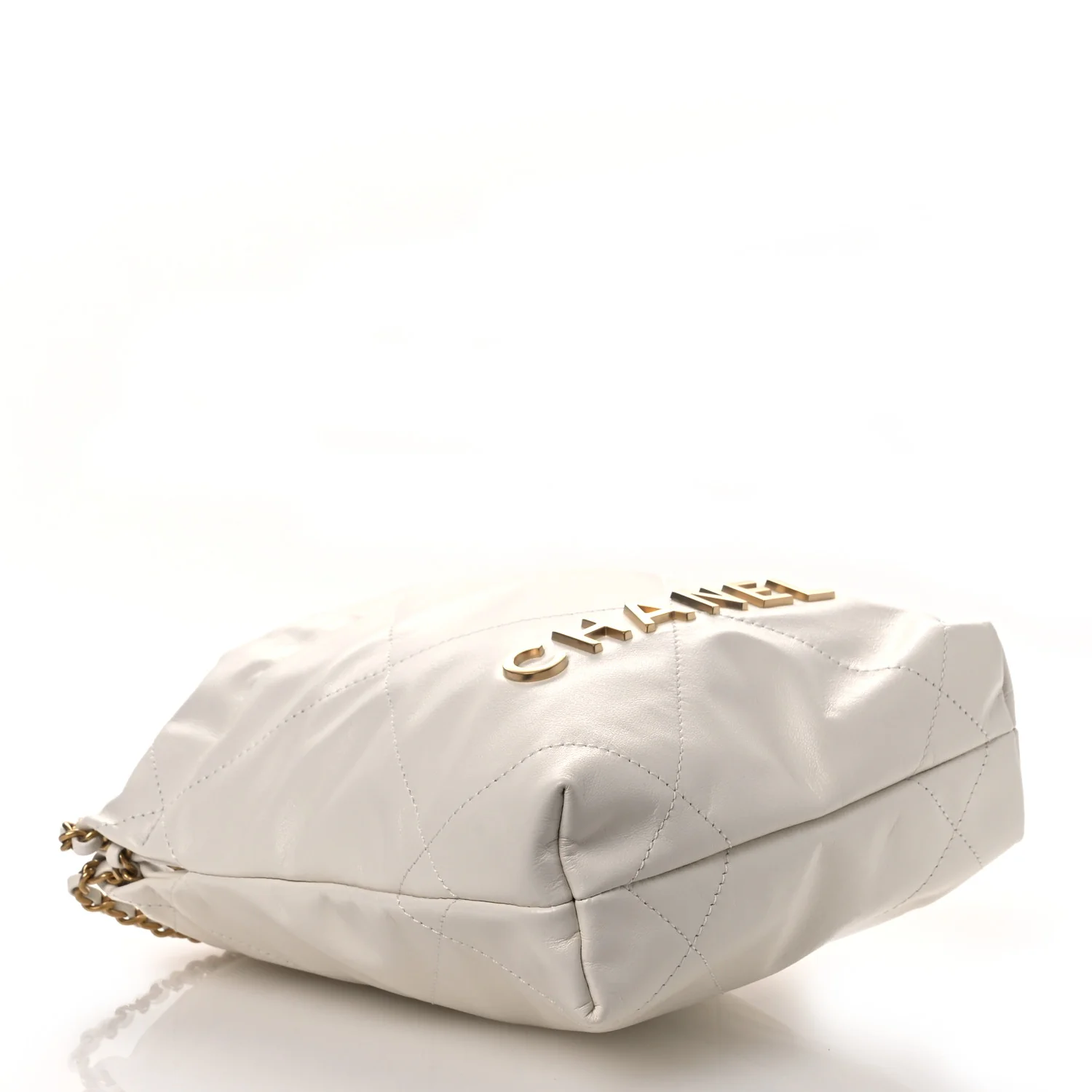 Shiny Calfskin Quilted Mini Chanel 22 White - Top Club