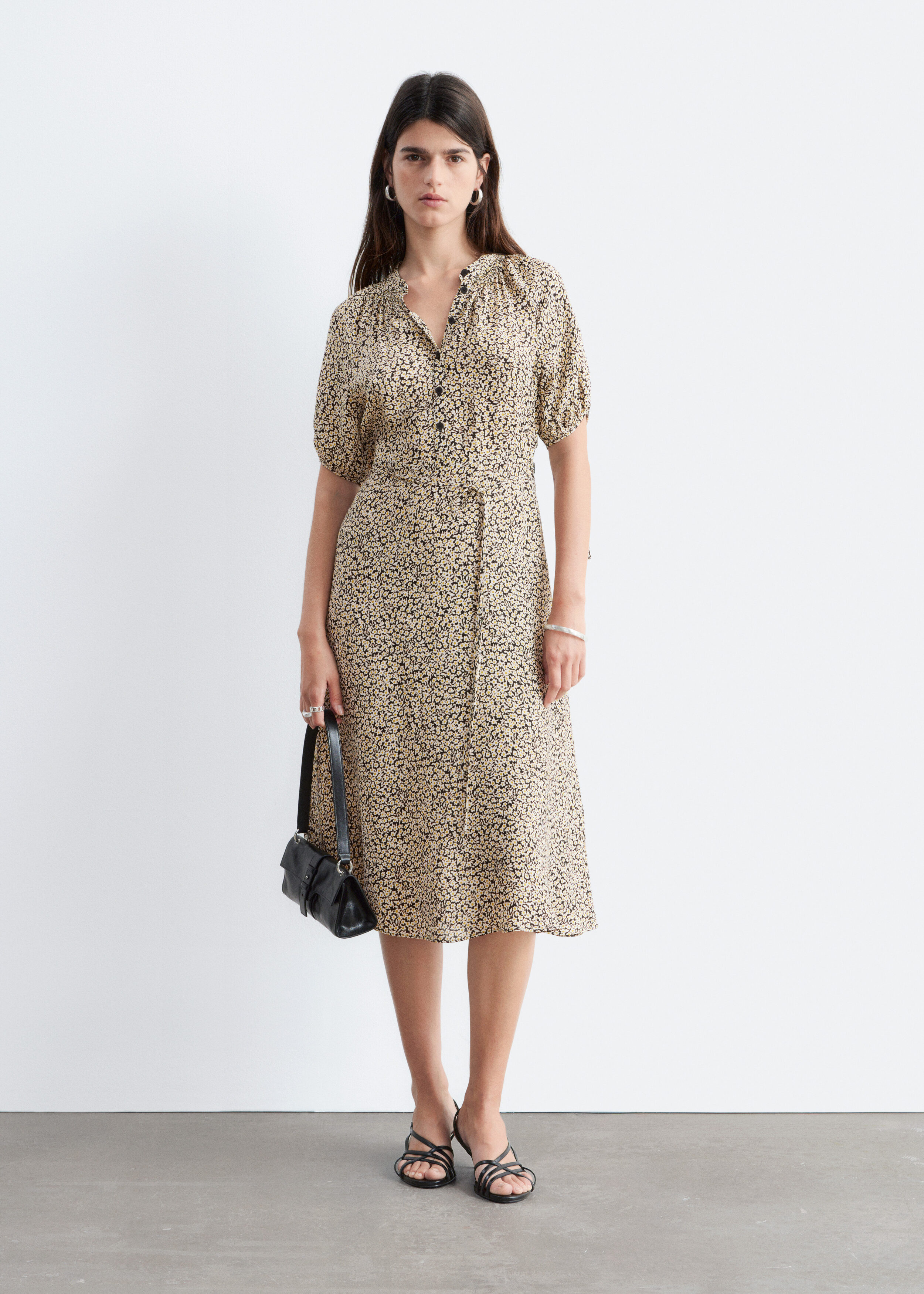 & Other Stories TIE-WAIST MIDI DRESS