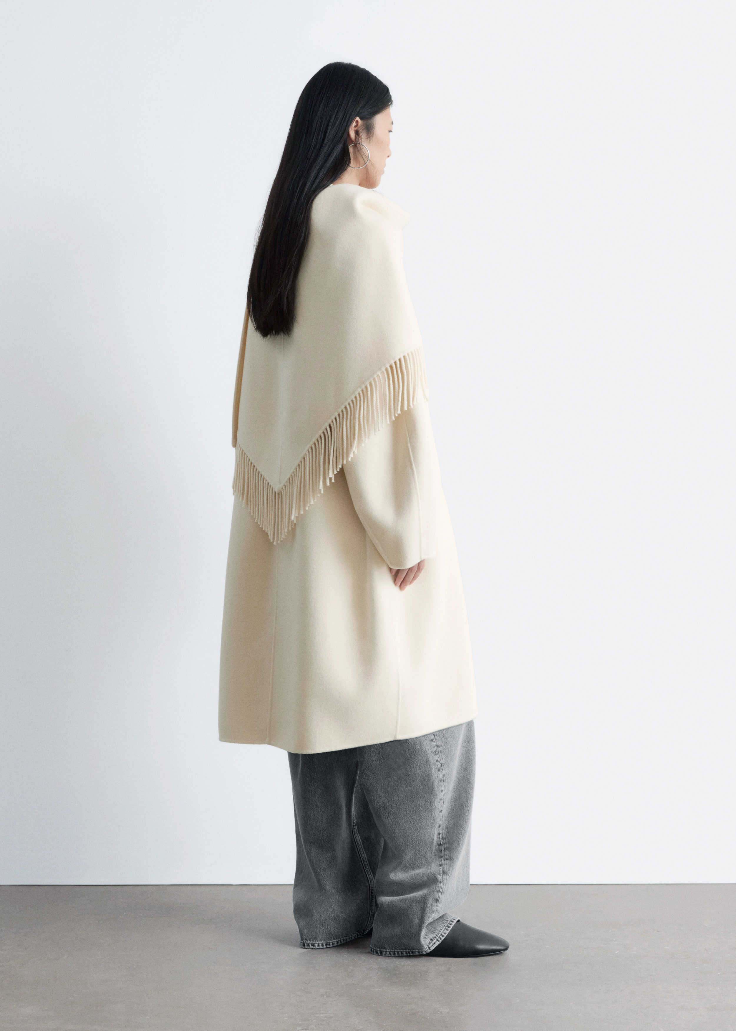 & Other Stories FRINGED SHAWL WOOL COAT
