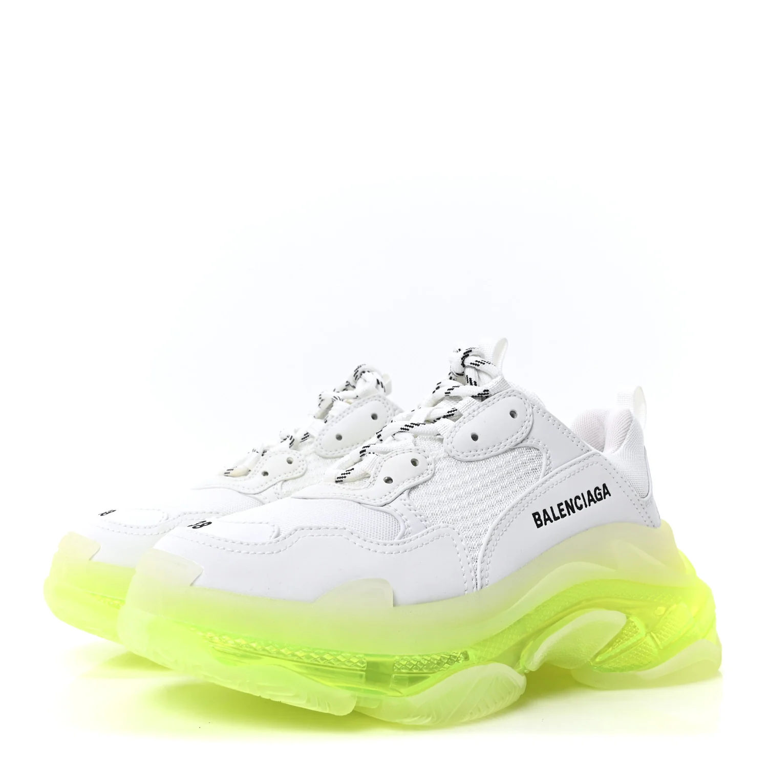 Fabric Mesh Clear Sole Fluo Womens Triple S Sneakers 38 White Fluo Yellow - Top Club