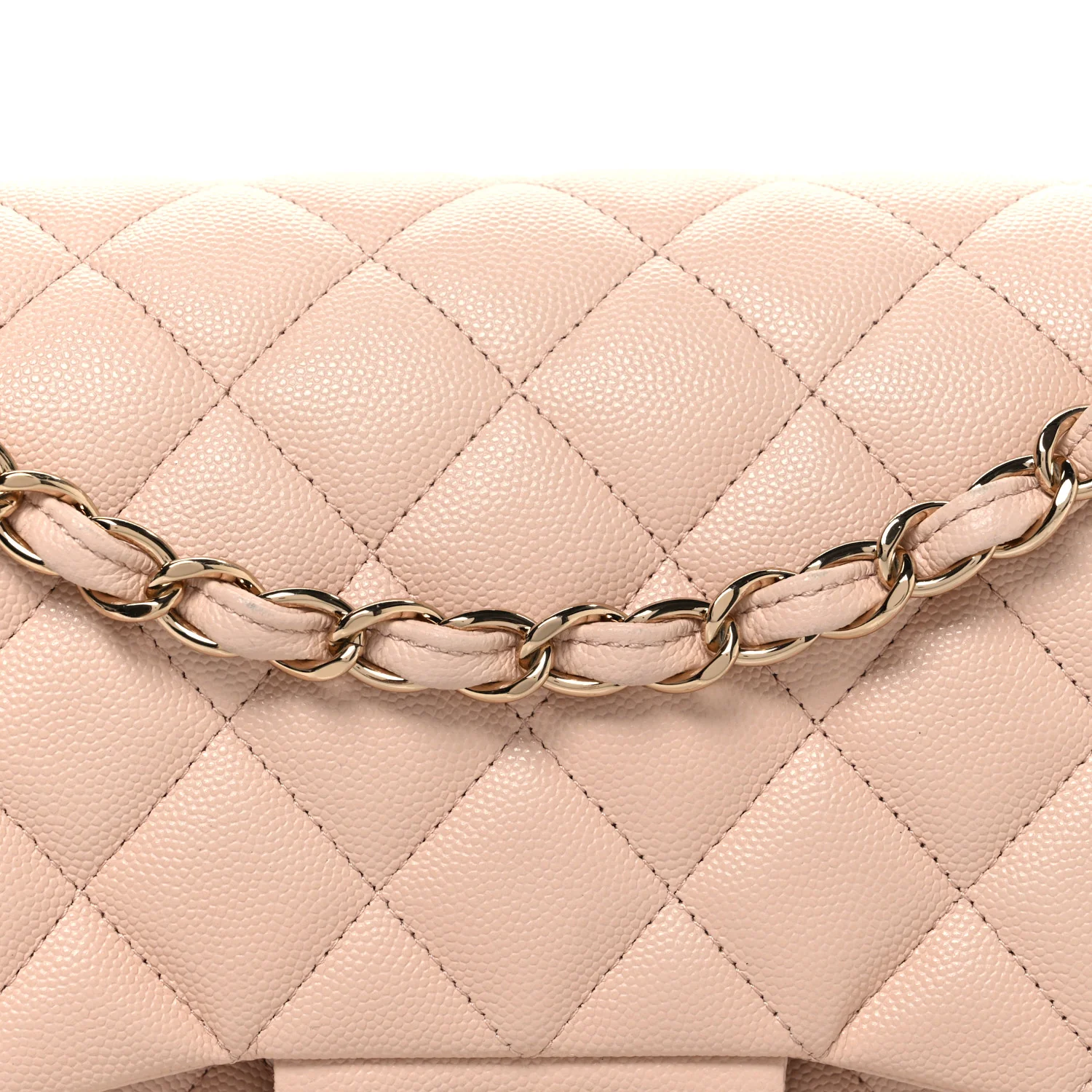 Caviar Quilted Jumbo Double Flap Light Beige - Top Club