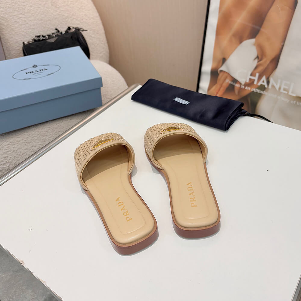 Prada Nappa leather slides with studs - Top Club