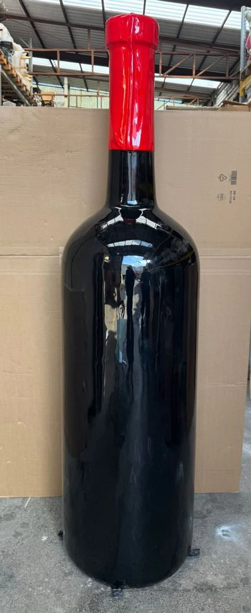 XXL decorative wine bottle black / red H. 200 cm - garden decoration