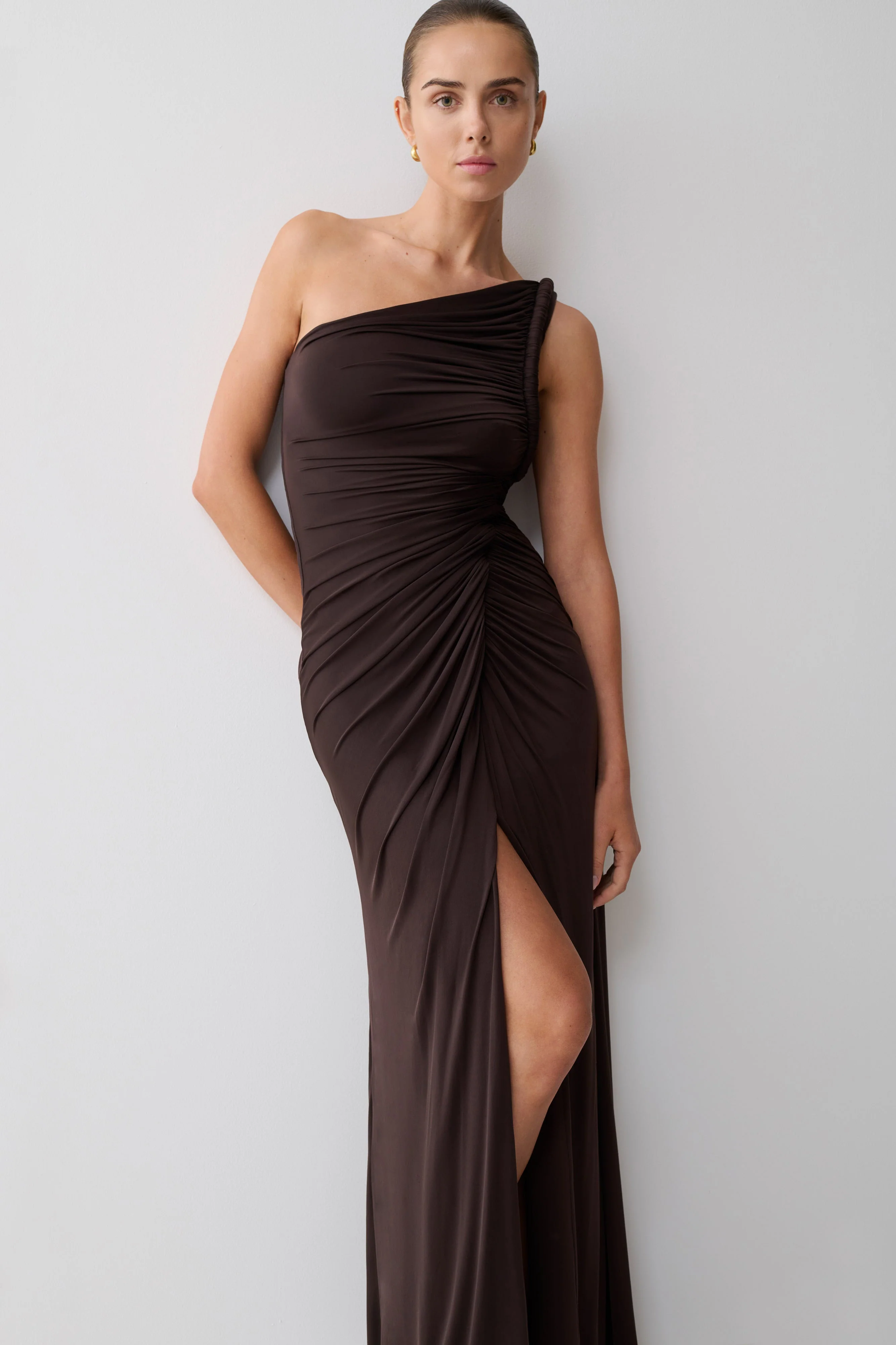 Ryn Twisted One Shoulder Maxi Dress - Sky Blue