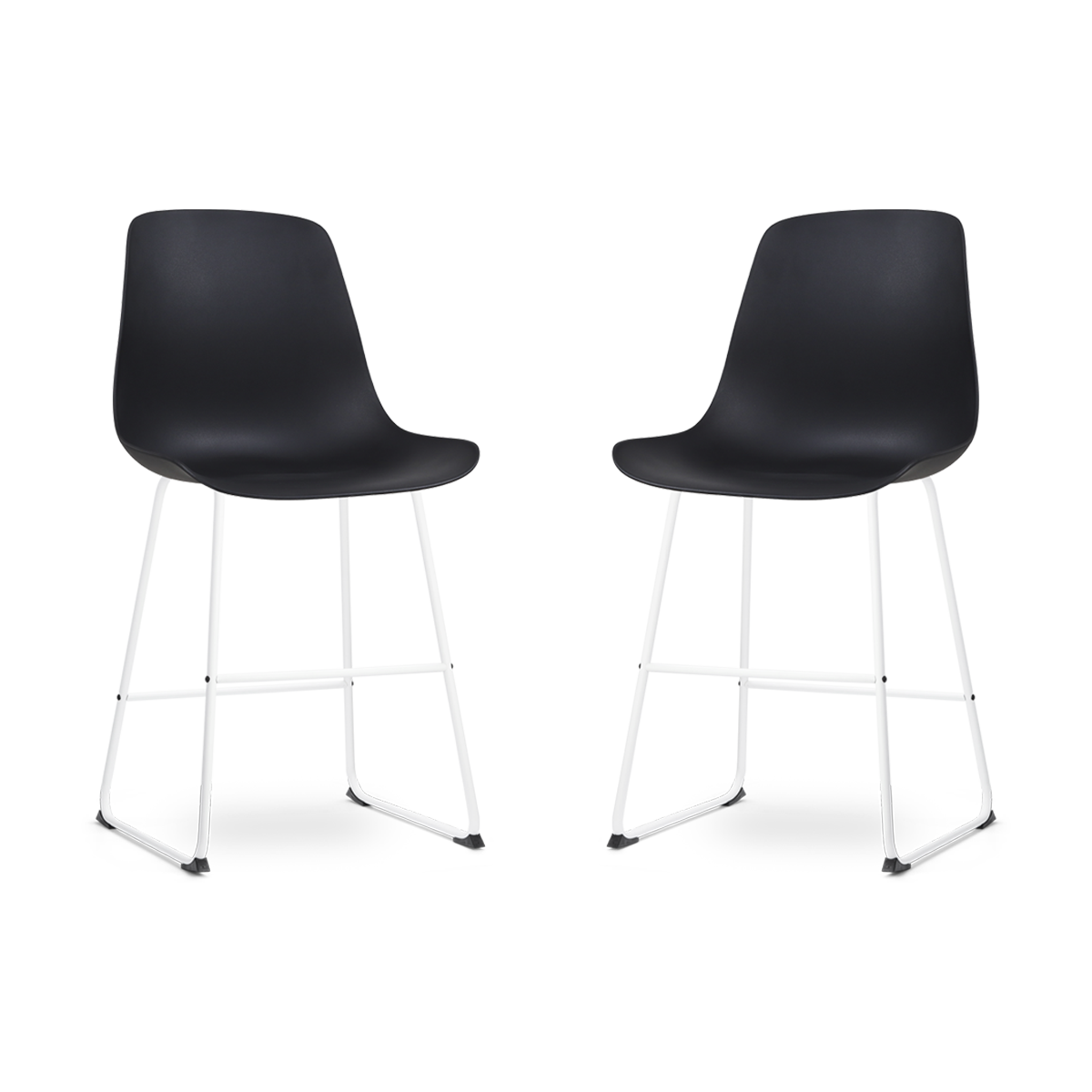 Barkruk Nino-Pip zwart - wit onderstel - 65 cm - set van 2