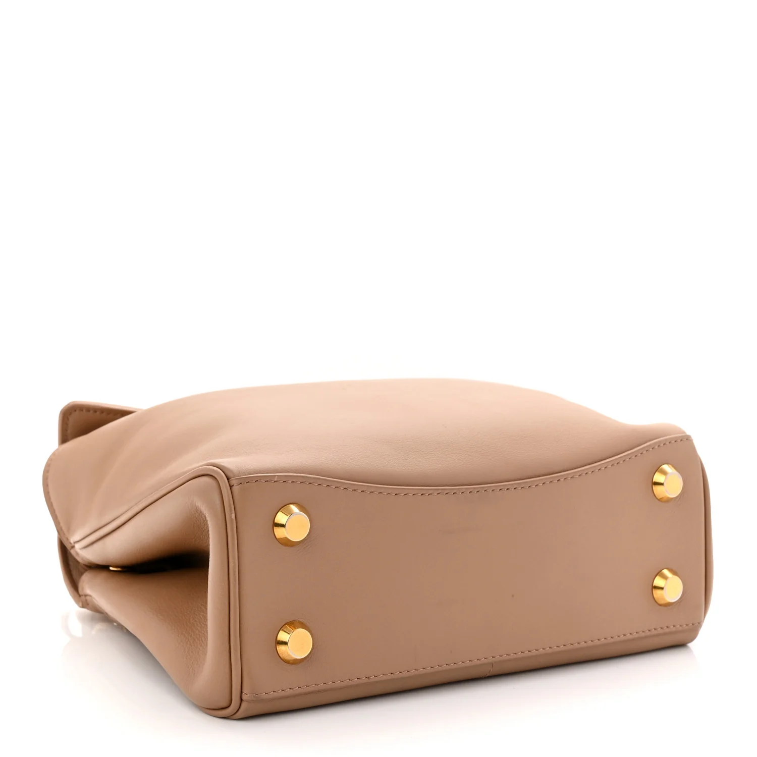 Natural Smooth Calfskin Mini Rodeo Top Handle Handbag Latte - Top Club