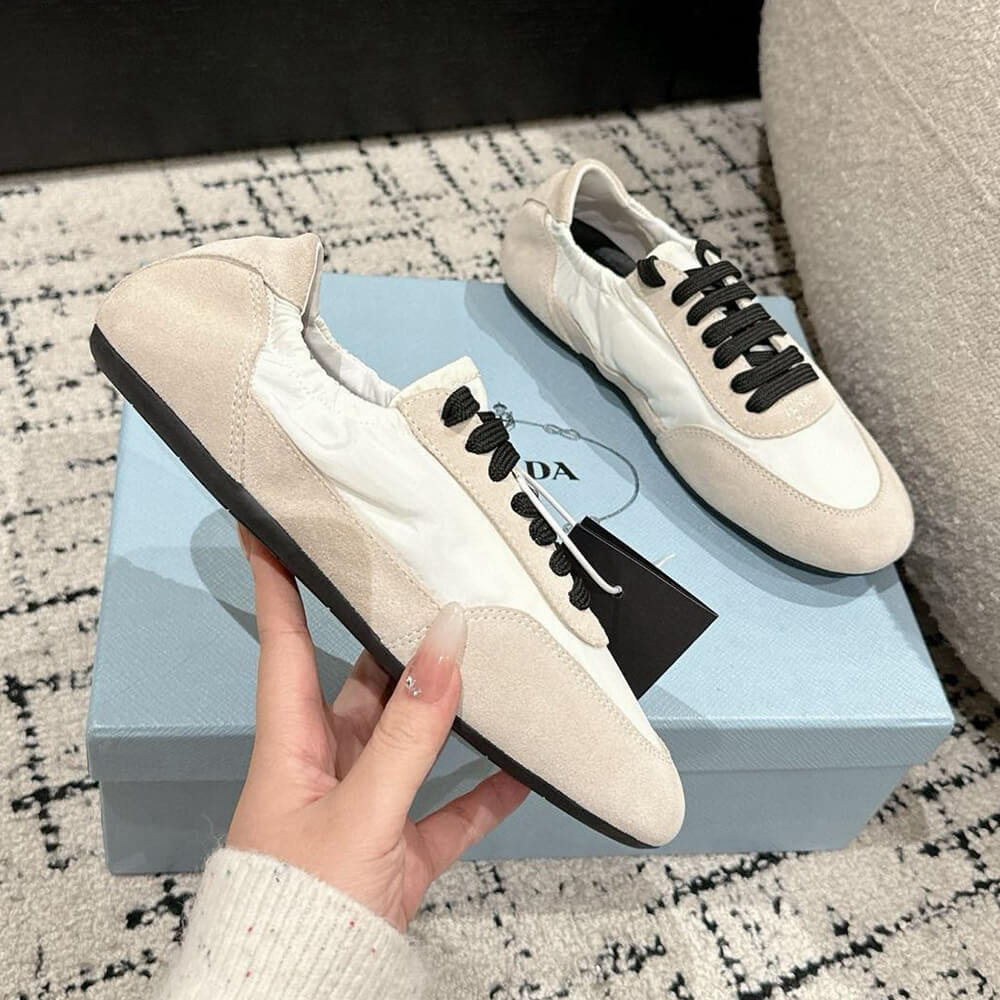 PRADA Collapse Re-Nylon and suede sneakers - Top Club