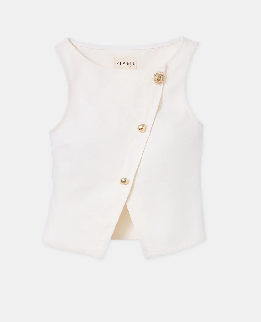 Pimkie Top sans manches façon gilet barman boutons bijoux