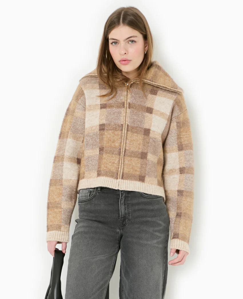 Pimkie Gilet à carreaux col camionneur