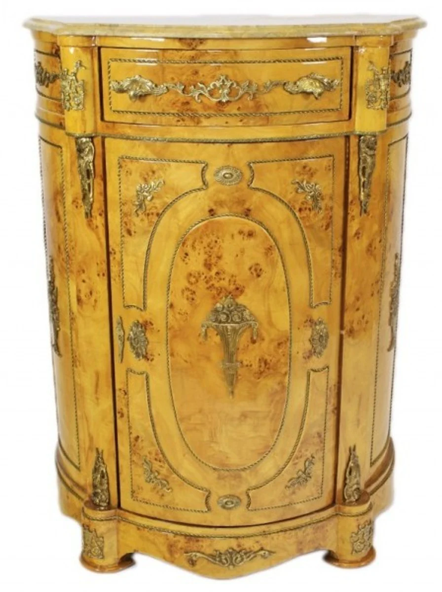 Empire chest of drawers cabinet with marble top bird's eye maple - baroque furniture chest of drawers