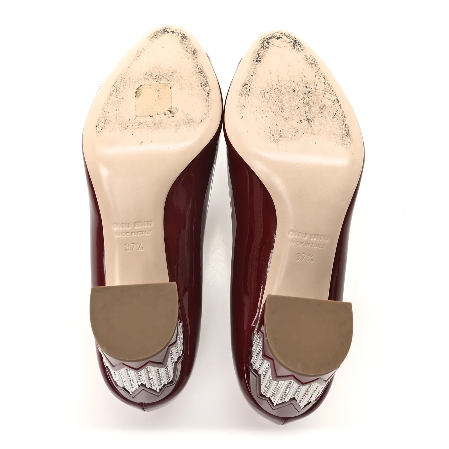 Patent Crystal Peep Toe Pumps 37.5 Burgundy - Top Club