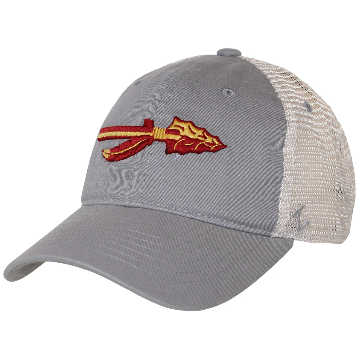Zephyr Vault Florida State Spear Design Adjustable Soft Mesh Trucker Cap - Grey/White - MoB Apparel