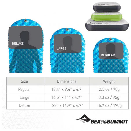 Sea to Summit Aeros Down Pillow Large gris - Almohada inflable de viaje