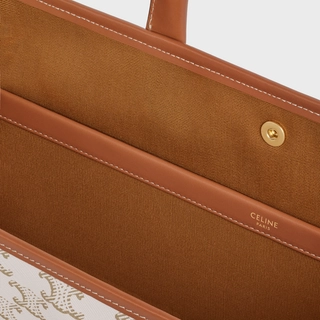 MINI HORIZONTAL CABAS IN TRIOMPHE CANVAS AND CALFSKIN WHITE - Top Club