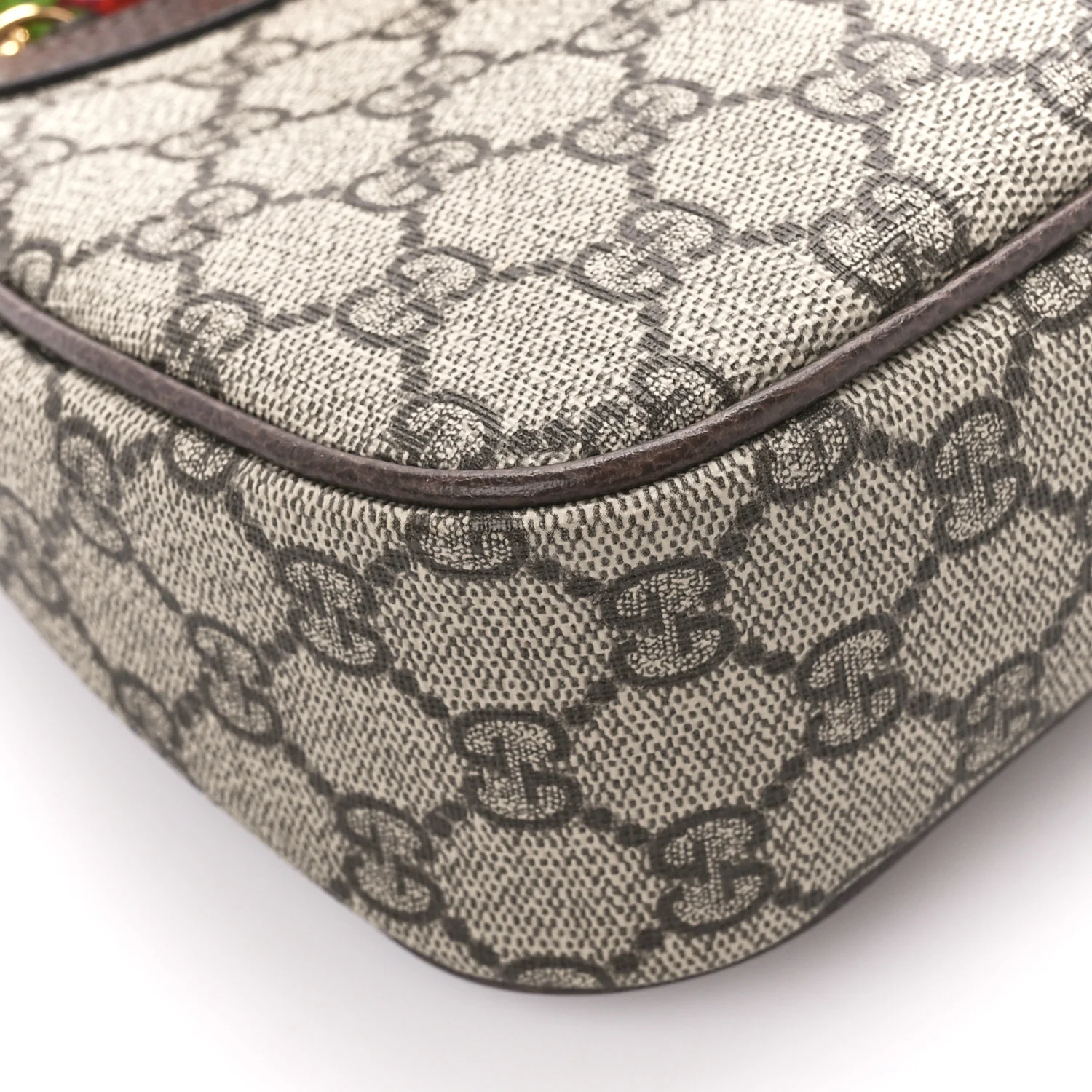 GG Supreme Monogram Textured Dollar Calfskin Web Small Ophidia GG Handbag Beige Ebony New Acero - Top Club