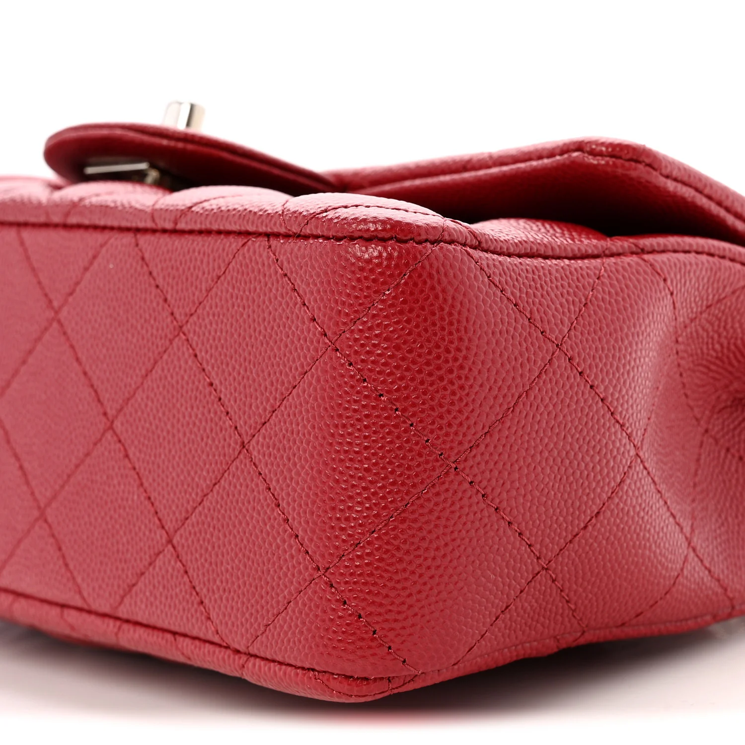 Caviar Quilted Mini Rectangular Flap Dark Red - Top Club