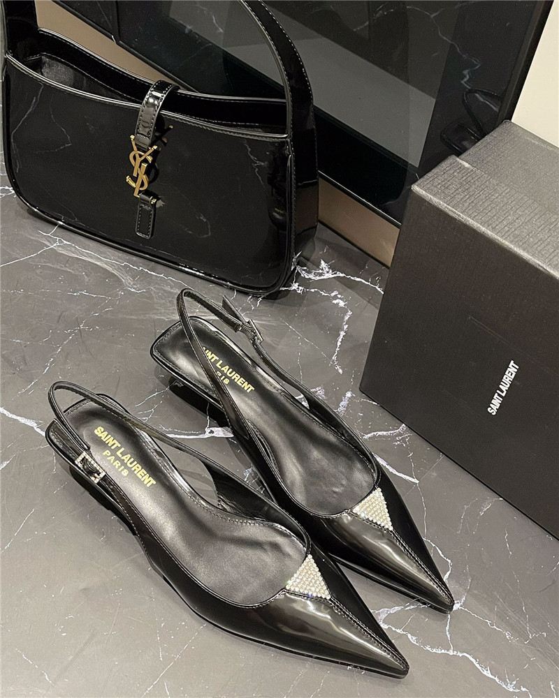 YSL new pointed rhinestone small high heels - Sneaker Replica Workshop