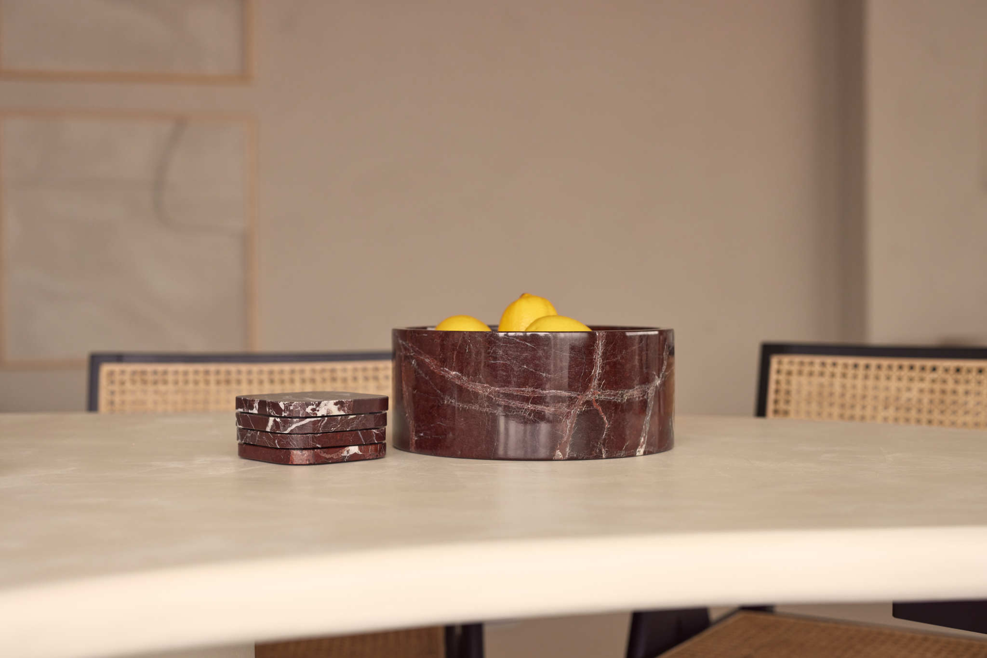 Marmer fruitschaal rood 24x10cm