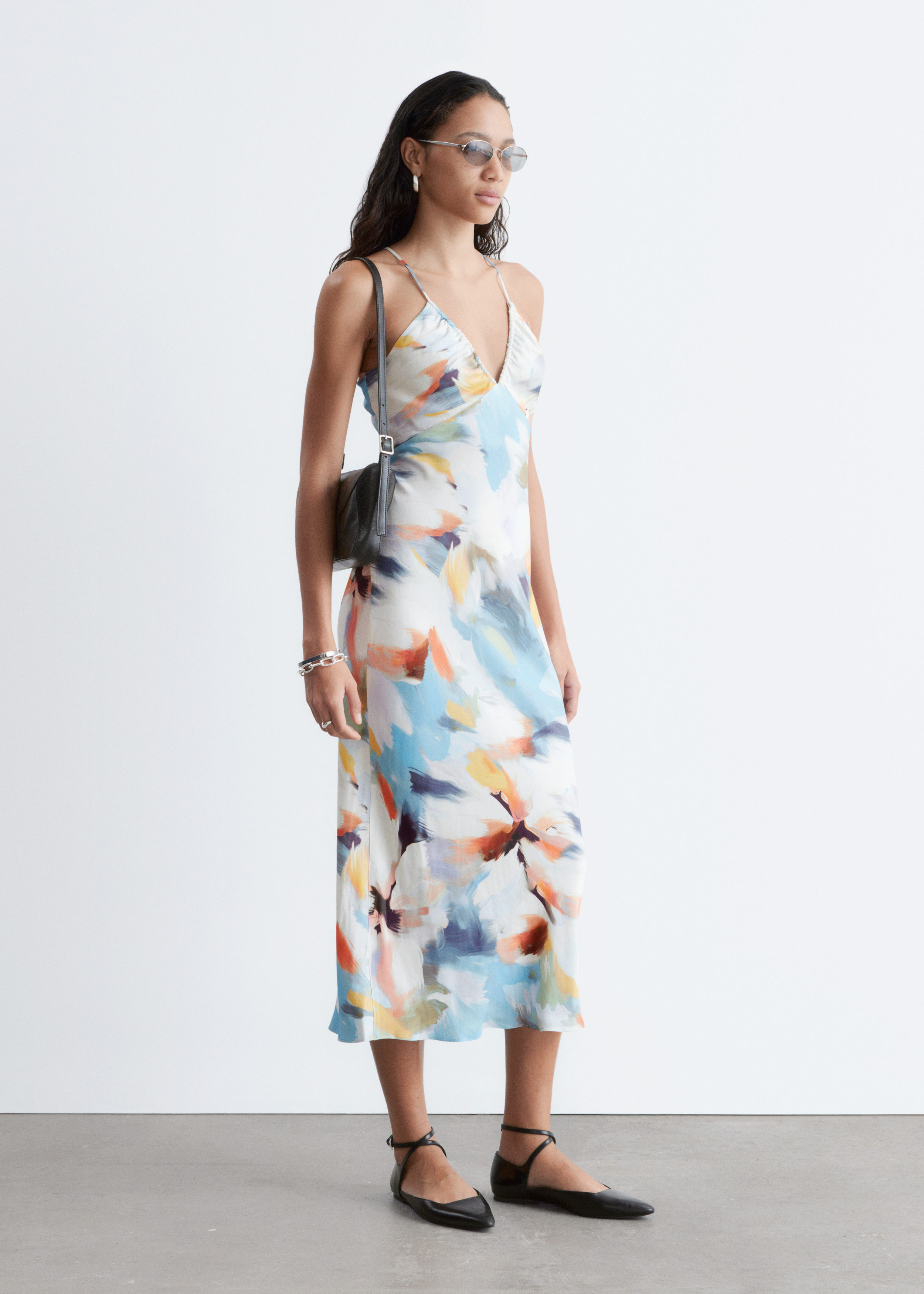 & Other Stories SATIN SLIP MIDI DRESS