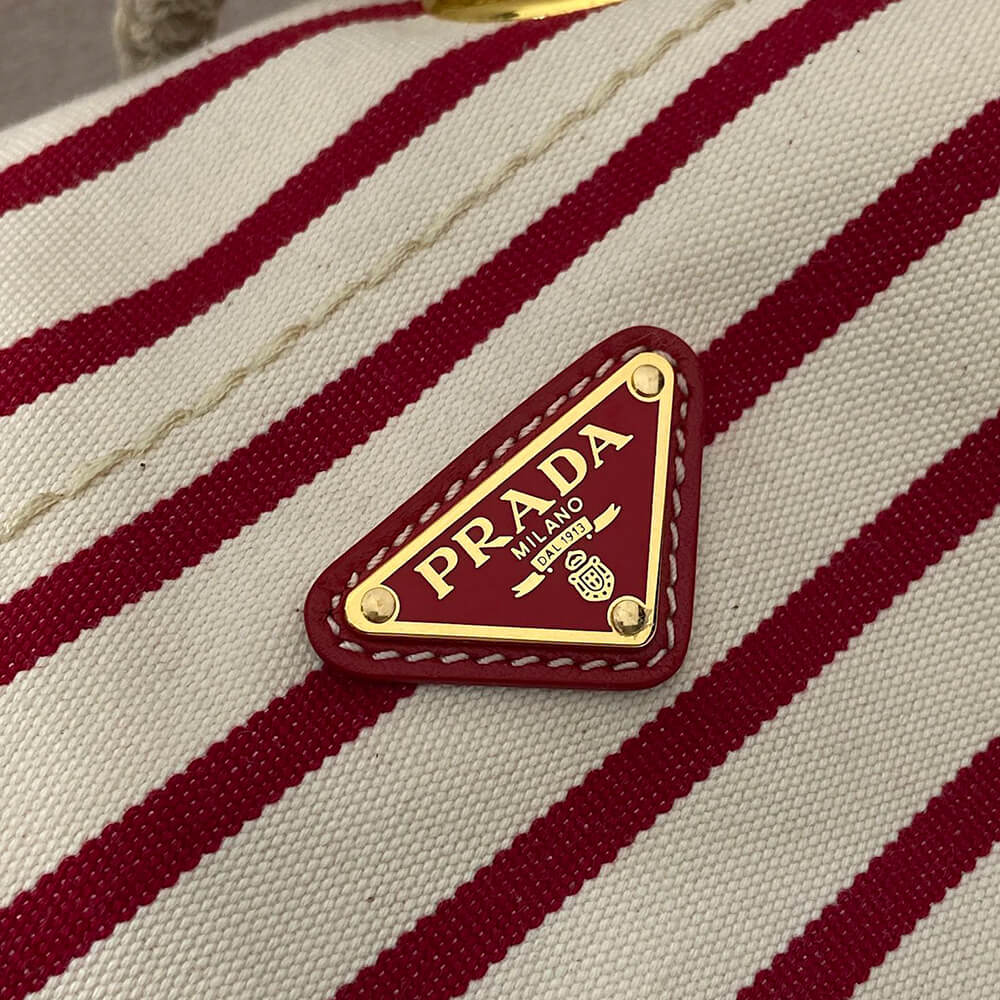 Prada Mariner small striped fabric bucket bag - Top Club