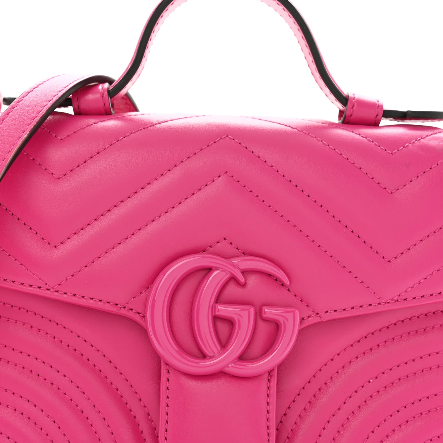 Calfskin Matelasse Monochrome Mini GG Marmont Top Handle Shoulder Bag Classic Fuxia - Top Club